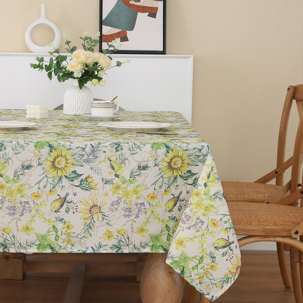 Premium Sunflower Tablecloth Leave-In Waterproof, Oil-Proof And Anti-Scalding Dining Table Cloth Table Mat Coffee Table Mat Rectangular Tablecloth