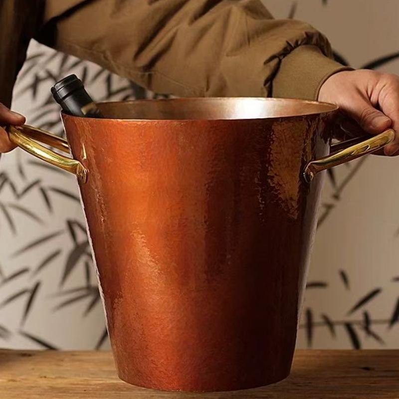 Secchiello per Ghiaccio in Rame Rosso Vintage, Diverse Misure Portatile da Campeggio Retro Secchiello per Conservare Ghiaccio Birra Bevande Articoli da Tavola