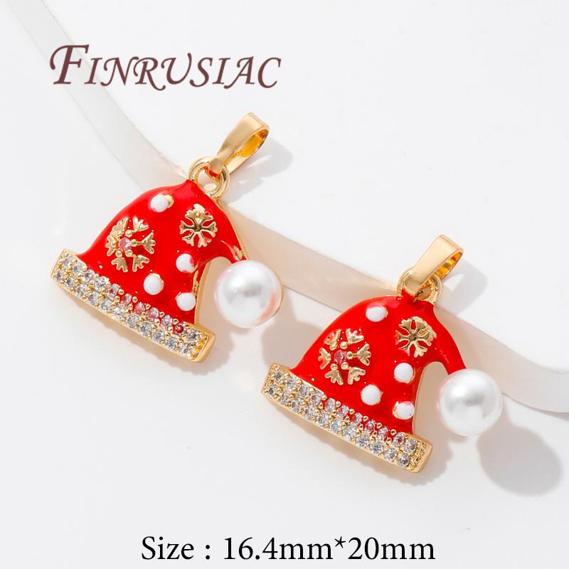 Christmas Gifts Happy New Year 2026 18K Gold Plated Brass Charms For Necklaces,Pendants For Jewelry Making,Women's Gift Xmas