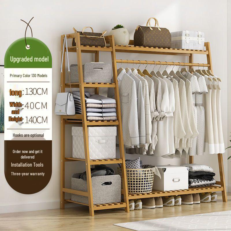 Bamboo Floor-Standing Clothes Rack & Wardrobe Organizer
