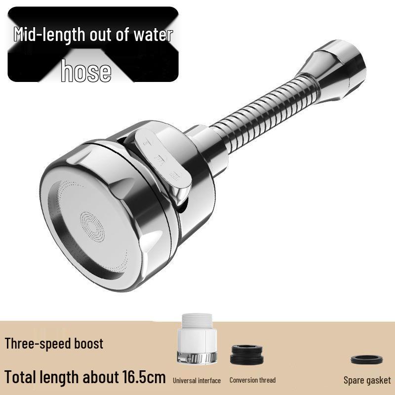 Rotating Three-Speed Kitchen Faucet Shower Head with Splash-Proof Filter