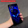 2DFlat Samsung Phone Case Blue Flame Skull Phone Case Applicable To Galaxy S23 S24 S25ULTRA S26 A12 A14 A15 A16 A54 A55