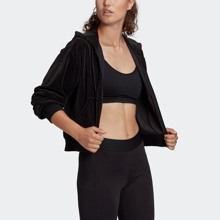 adidas Women's Velour Full-Zip Hoodie Black H25101