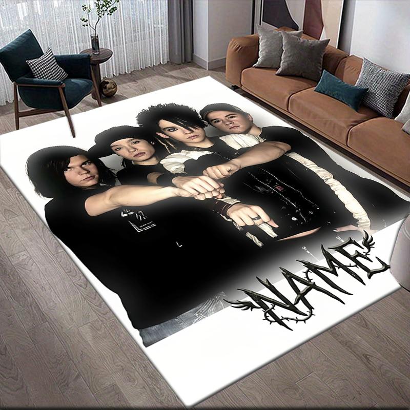 Custom Name,Tokio Hotel Home Sofa Decoration for Living Room & Bedroom, Non‑Slip Play Flannel Floor Mat for Game Room