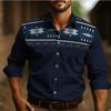 Men's Retro Shirt Ethnic Wear Western Shirt Tribal Pattern Retro Black Gray Soft Comfortable Long Sleeve Clothing New Style