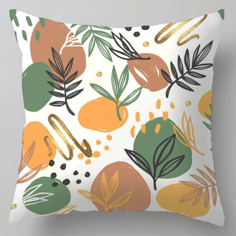 Geometric Abstract Floral Pattern Throw Pillow Cover With Short Plush Print For Living Room Sofa Decoration Cushion Cover
