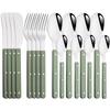 Beige Silver 4/16Pcs Dinnerware Acrylic Handle Knife Fork Spoon Set Stainless Steels Cutlery Set Western Dinner Kitchen Flatware