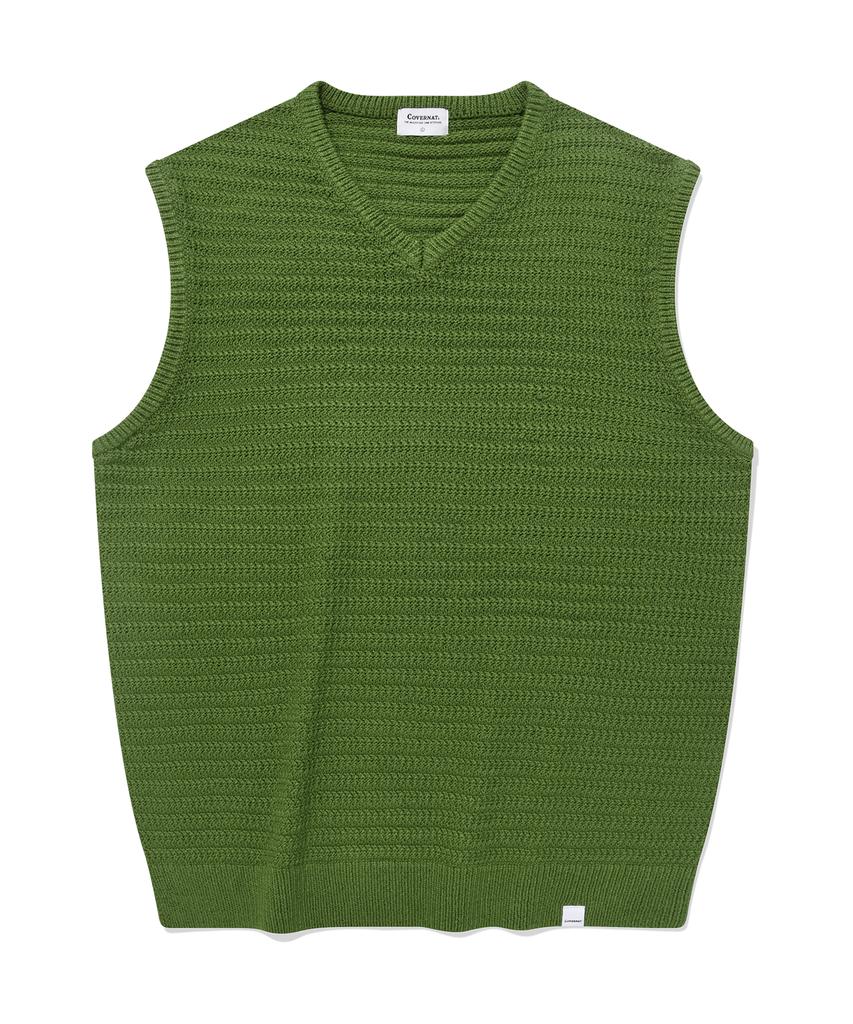 COVERNAT V-Neck Knit Vest Green