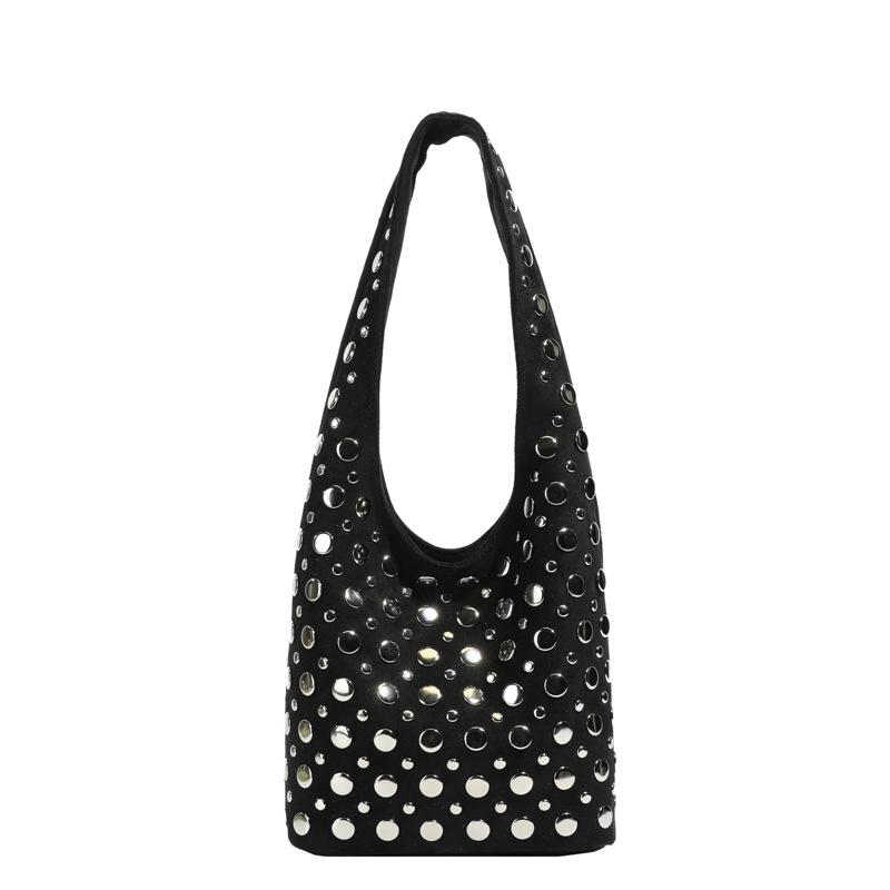 Women's Retro Punk Rivet-Studded Shoulder Bag - European/American Style