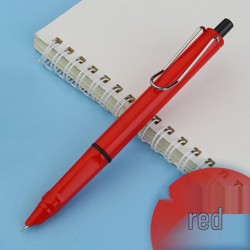 Refillable Ergonomic Fountain Pen for Students - Transparent Colored Plastic Design