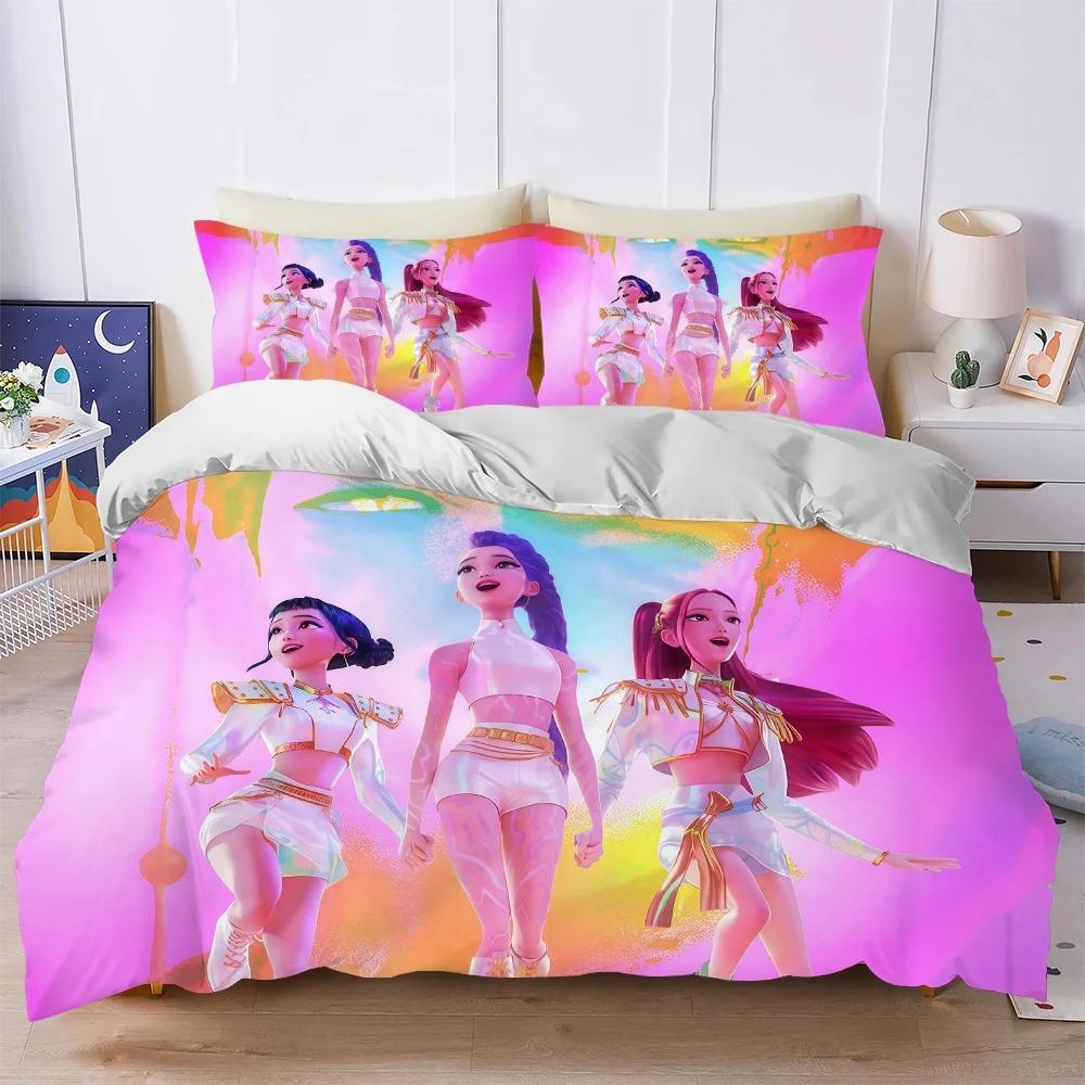 K-Pop Demon Hunters Bedding Sets Eu Single Comforter Quilt Bed Cover Duvet Cover Pillow Case 2-3 Pieces Sets Kids Adult Size