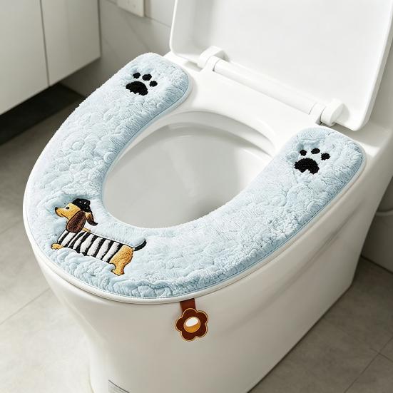 Copriwater Migliorato Design con Cerniera Facile Installazione Impermeabile Tessuto Peluche Morbido Motivi Animali Vestibilità Elastica Copriwater