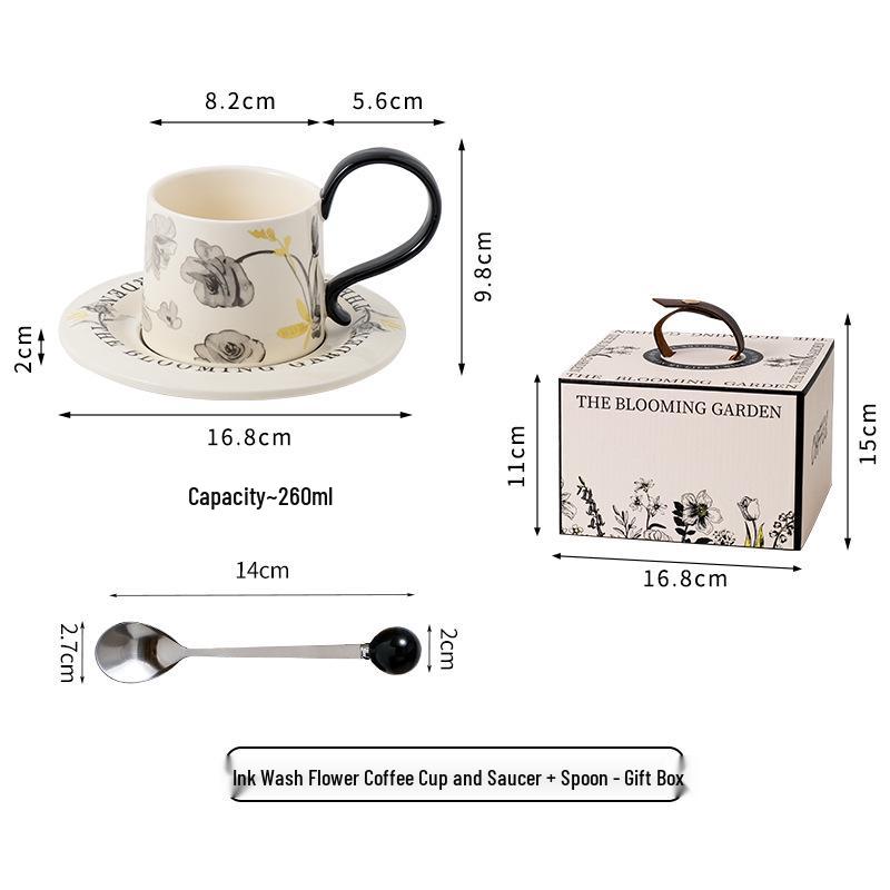 Luksusowy Zestaw Retro Ceramicznej Filiżanki do Kawy i Spodka na Popołudniową Herbatę - Eleganckie Pudełko Prezentowe w Zestawie