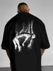 Mens 100 Cotton Loose Tshirt Gothic Style Dropped Back Print Short Sleeve Tshirt Punk Street Casual Loose Top