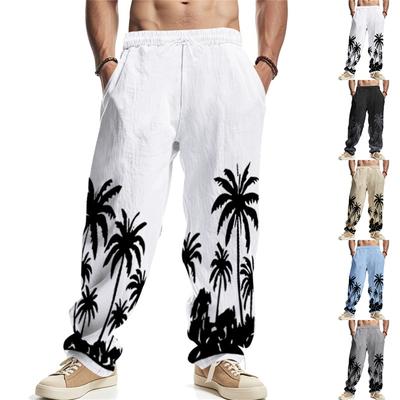 Pantaloni Casual da Uomo Trend Spiaggia Bottoni Larghi Delicati sulla Pelle Traspiranti Sportivi Lino