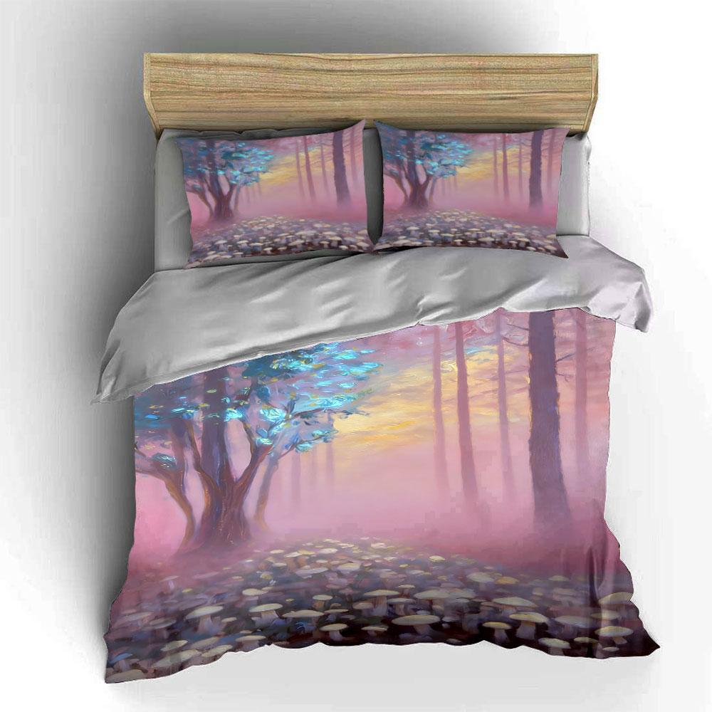 Fantasy Trees and Mushrooms Bedding Sets Duvet Cover Sets Duvet Covers Pillowcases(1 * Duvet Cover 2 * Pillowcases Without Duvet Insert)