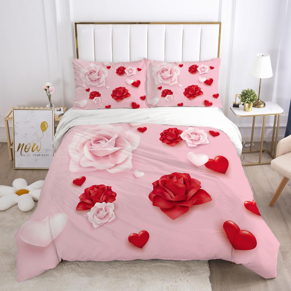 Bedding Set Digital Print Comfortable Duvet Cover for Home Bedroom Decoration, 1 Duvet Cover and 2pillowcase with Zippers