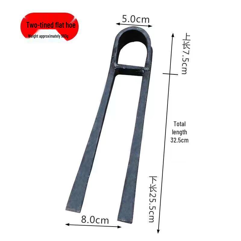 Hand-Forged Manganese Steel Two-Tooth Hoe CN plug (adapter included)