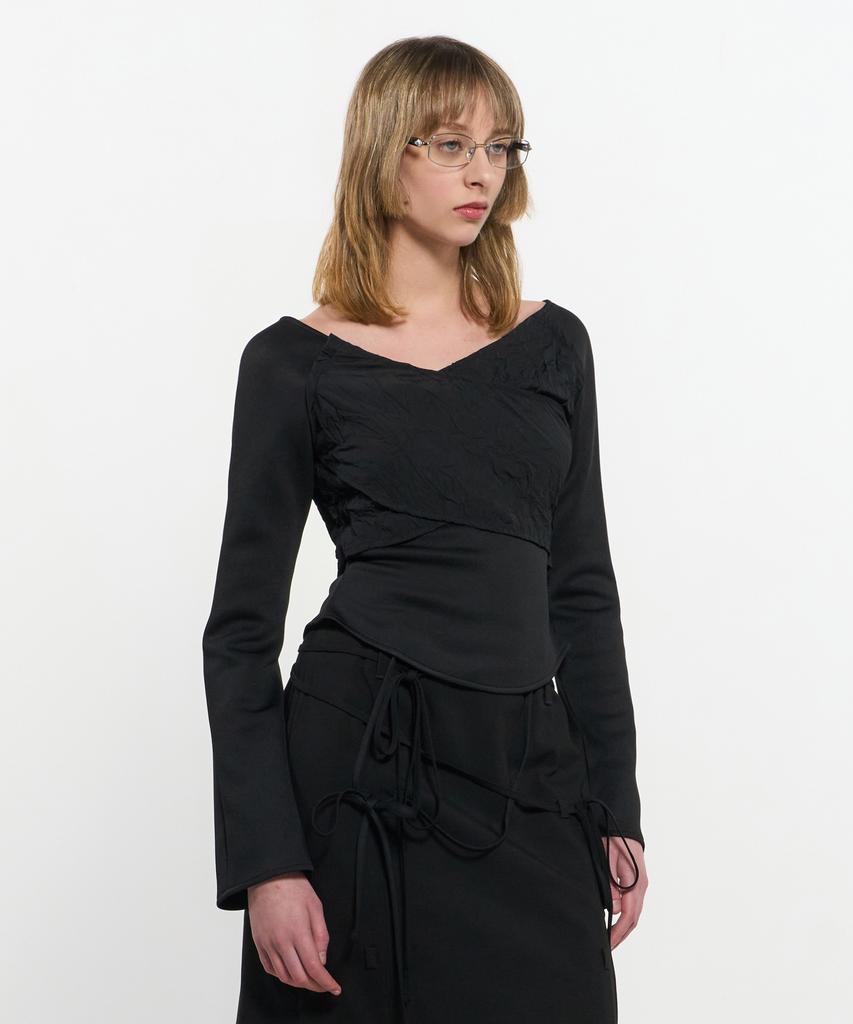 Kimjisu Cross-Draped Top _ Black
