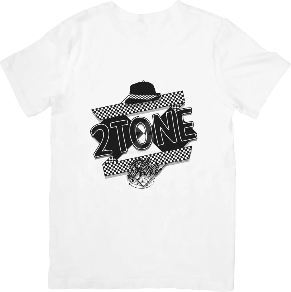 Two Tone Ska Music Unisex Fit for Men & Women Quality Cotton T-Shirt White.