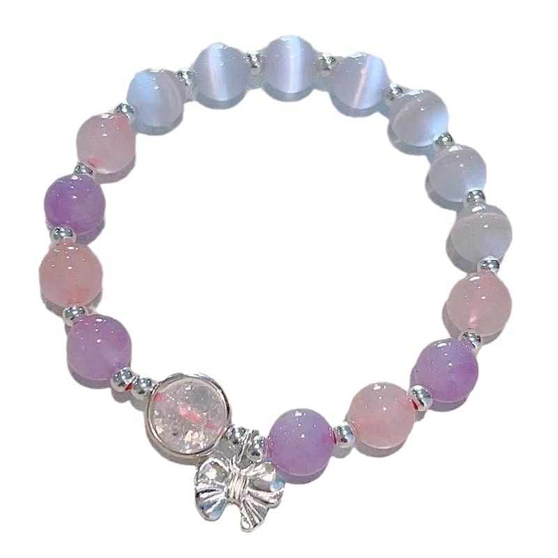 Moonlight  Bowknot Beaded Bracelet Light Luxury Elastic Bracelet For Girls Women Jewelry Accessories Gifts