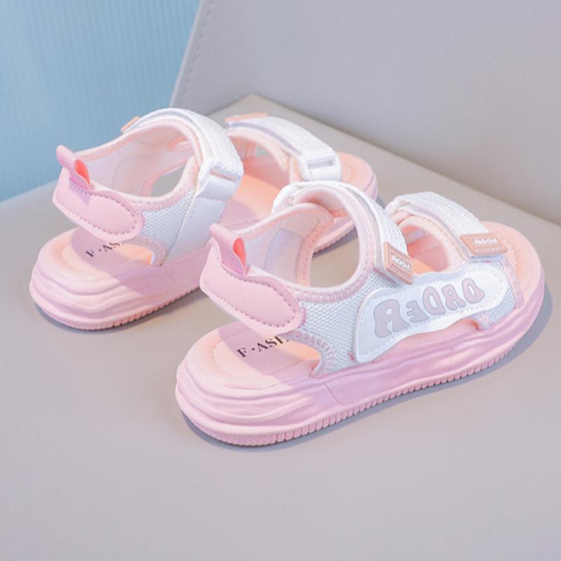 Girls' Sandals Summer Fashion Soft Bottom Middle School Children's Sports Student Princess Open Toed Children's Beach Shoes