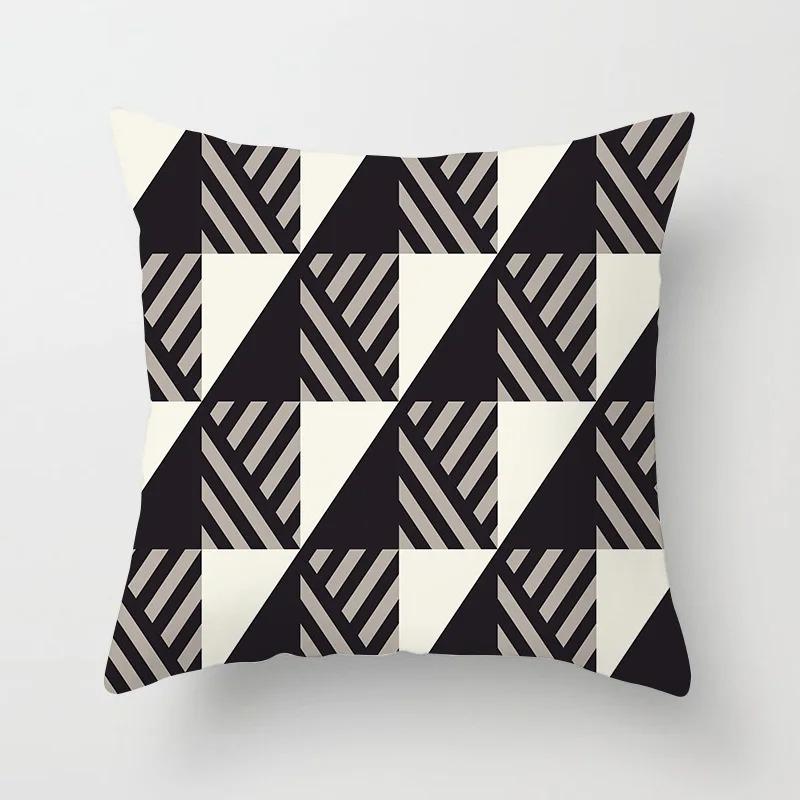 Office Living Room Home Pillowcase Car Ornaments Geometric Black and White Pattern Pillowcase