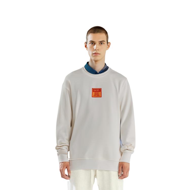 DIESEL Sweatshirts Men's White Crew Neck Moderate Regular A065610JFAV141