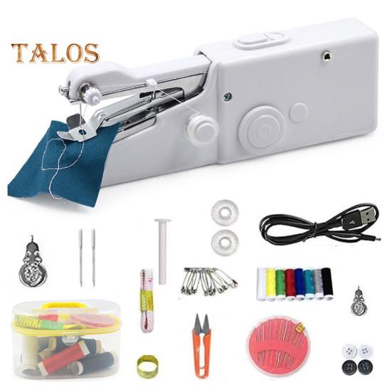 

Мини швейная машинка с набором аксессуаров Беспроводная ручная швейная машинка с питанием от аккумулятора/USB Портативный швейный набор для начинающих белый