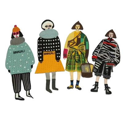 Decorative Character Embroidered Badge for Girl Singer, Cartoon Character, Rock Music, Suitcase Decoration Patch