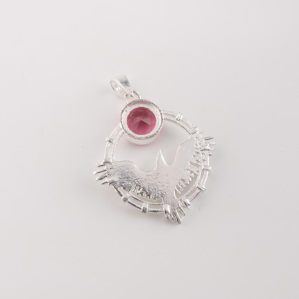 Pink Tourmaline Gemstone 925 Sterling Silver Jewelry Handmade Pendant 1.43" Gift CP-38-7