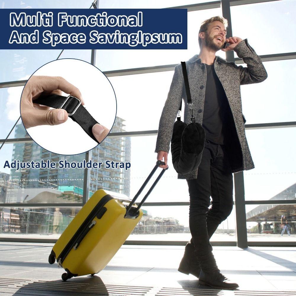 Velvet Stuffable Travel Pillow Adjustable Neck Size U-Shapes Pillow Neck Pillow Storage Bag Office