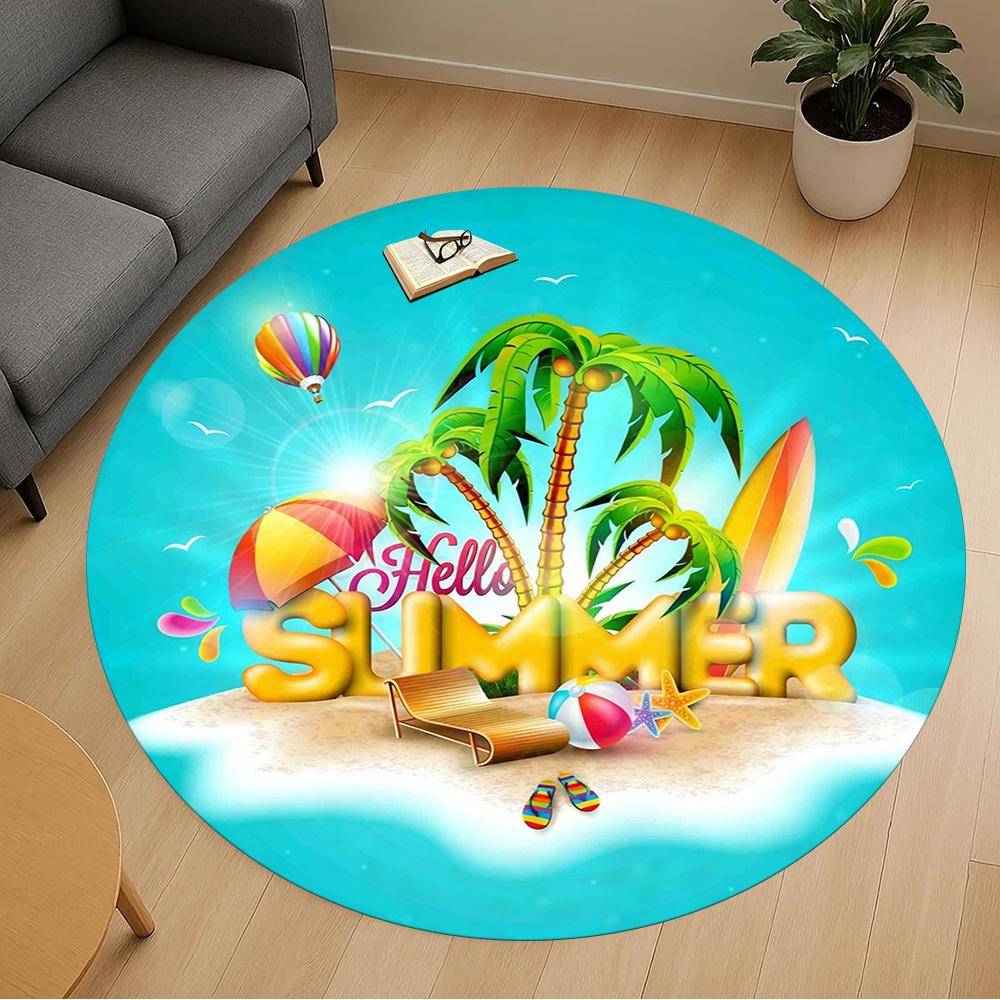 1pc summer beach Round Chair mat office Area Rug - Non-Slip, Floor Mat for Office, Bedroom, Ideal home decor gift c0112060