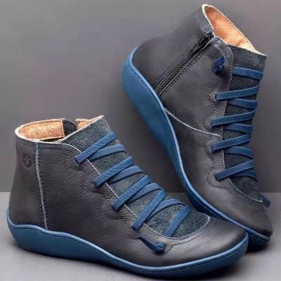 Botas de neve femininas inverno tornozelo primavera sapatos baixos mulher botas curtas vintage com pele 2024 para mulheres botas de amarrar