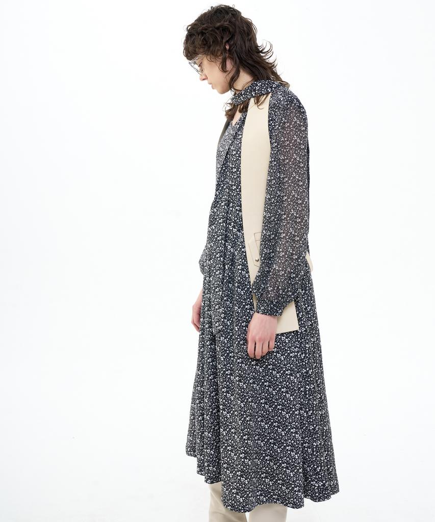 Bikwaieos Maxi Tie Neck Dress_Black White