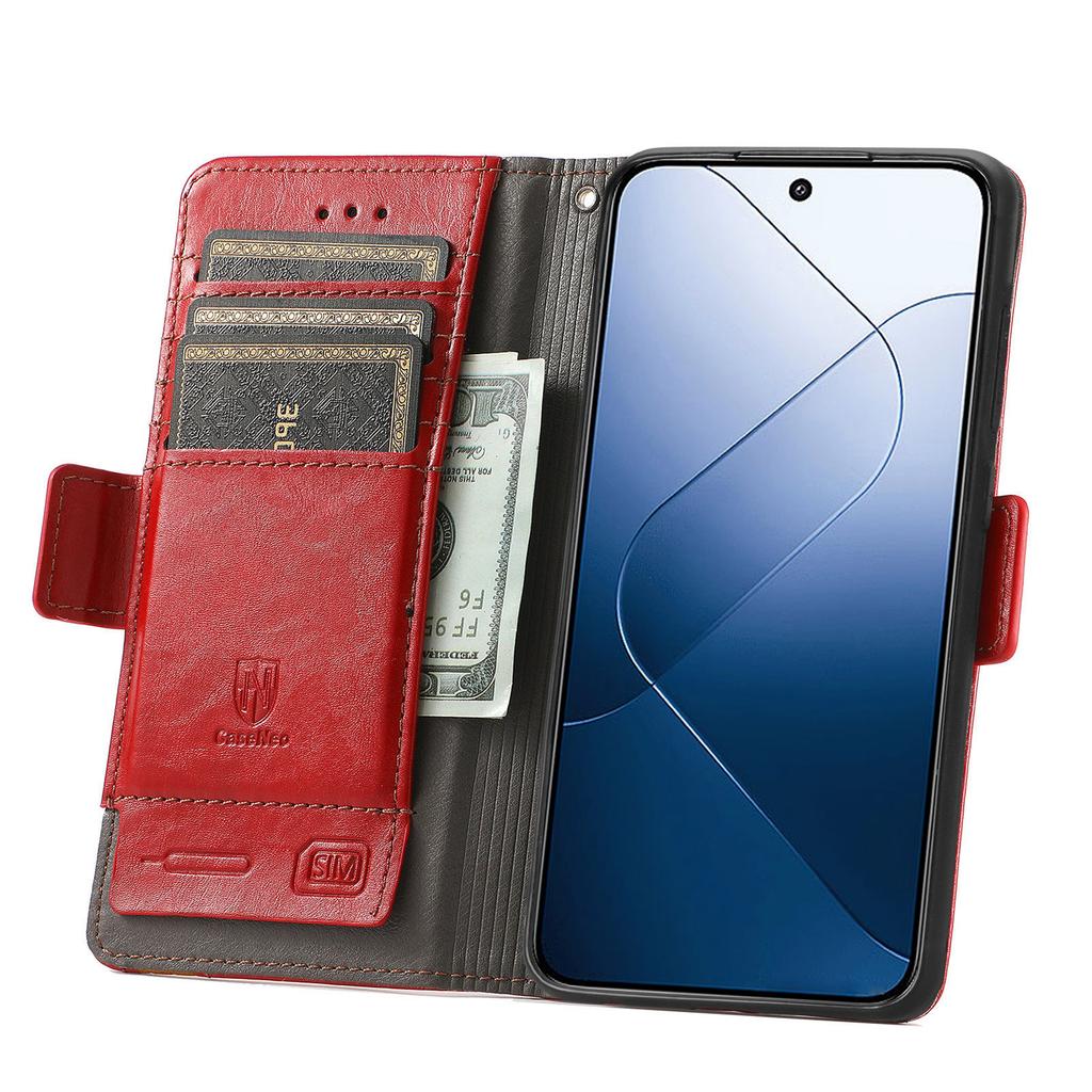 For Xiaomi 14T Pro Phone Cases CASENEO PU Leather Cover Stand with RFID Blocking Wallet