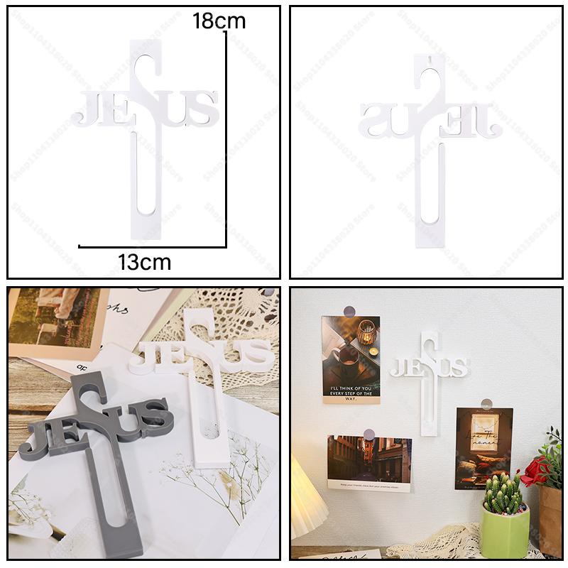 

Jesus Cross Wall Decor - Religious Cross Hanging Ornament with JESUS Engraved, Christian Home Church Decor Gift
