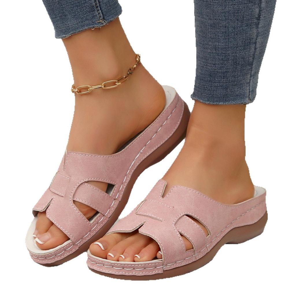 Lightweight polyurethane sole slippers women's 2025 summer new foreign trade large size women's sandals slope heel European and American women's shoes