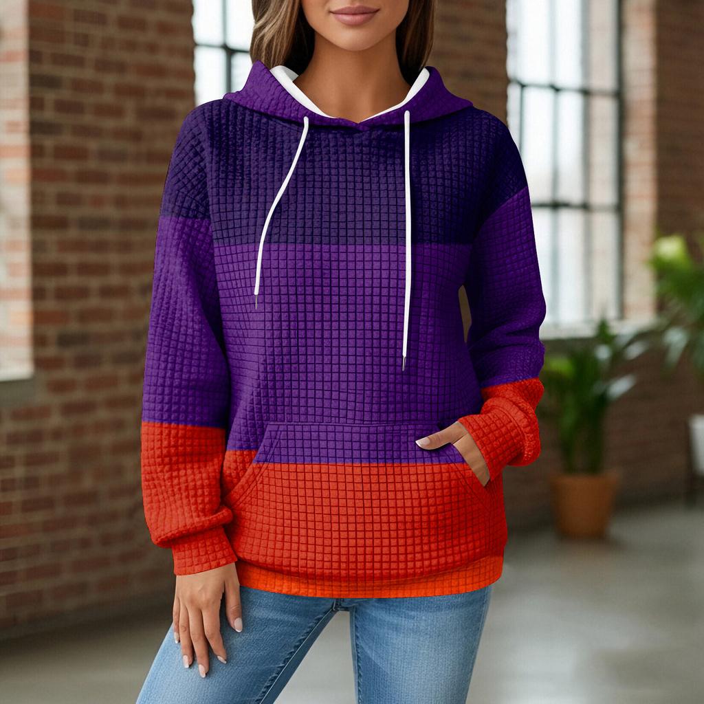 Women's Knit Hoodie - Long Sleeve Pullover with Pocket, Casual Loose-Fit Sweatshirt for Daily Wear/Outdoor