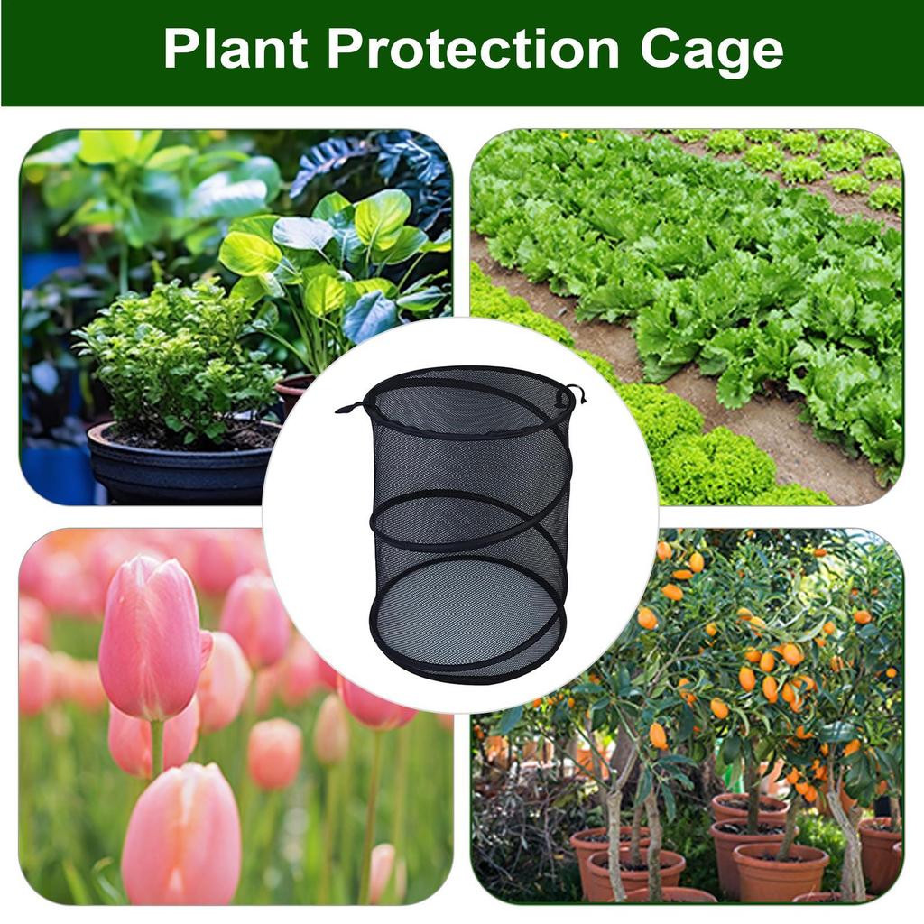 Mesh Plant Enclosure Pop Out Mesh Plant Cover 4 Pieces Foldable Tent With 16 Stakes Fly-Proof Animals Barrier For Garden