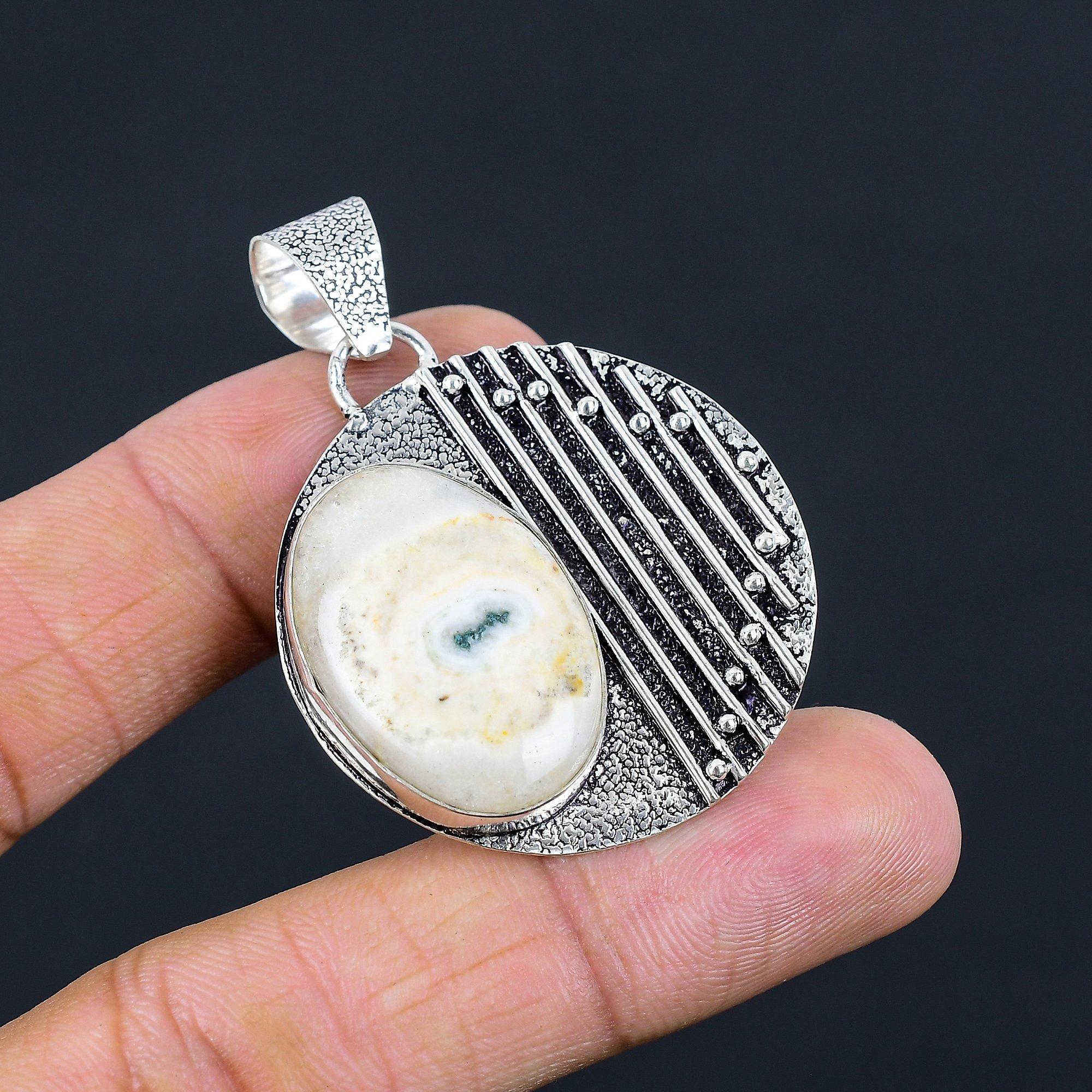 Memorial Day Sale 925 Silver Natural Solar Moss Opal Engagement Pendant Jewelry