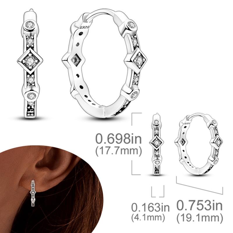 Original 925 Silver Hoops Earrings Zircon Pave Colourful Hoop Earrings For Women Fashion Jewelry Gift