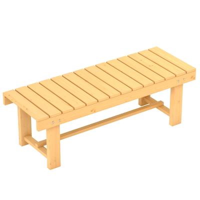 Wooden Garden Bench, 2 Seater Outdoor Bench, Fir Wood Backless Patio Loveseat with Slatted Seat for Park, 110 X 38 X 35 Cm, 1 Piece