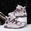 Fashion Pink Fur Snow Boots Girls Winter Sneakers Outdoor Warm Velvet Children's Cotton Shoes High Top Kids Casual Sports Shoes