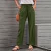 Pantaloni Casual Larghi in Cotone e Lino da Donna alla Moda con Coulisse, Vita Elastica e Tasche