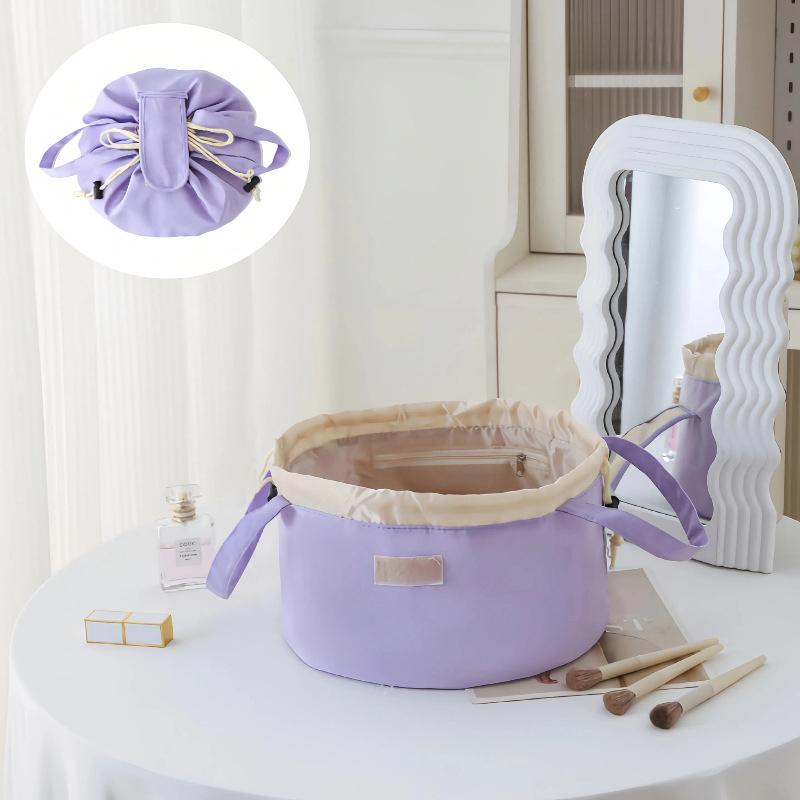 1PC Drawstring Waterproof Bucket Large Capacity Cosmetic Fashionable Makeup Fashionable Bag Portable Organizer High-End 30x17cm