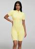 High-End Comfort Sports Yoga Tight-Fit Zipper Short Sleeve Jumpsuit