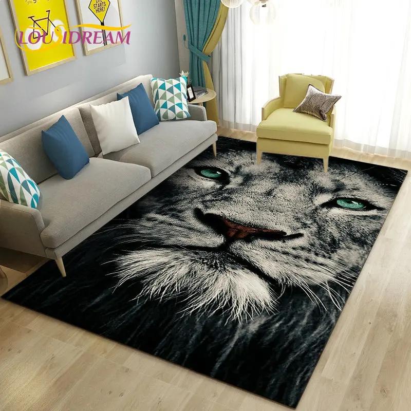 3D biały tygrys lew lampart wilk dywan do składania, dywanik do salonu sypialnia Sofa wycieraczka dekoracja, zabawa dla dzieci antypoślizgowa mata podłogowa