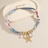 Silk scarf necklace Stainless steel starfish pearl necklace Ladies niche high-end color cloth strips braided rope collarbone chain