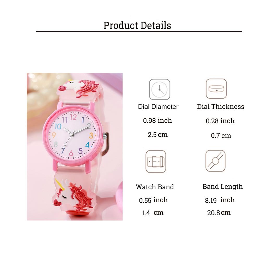 Fashion cute children's watch unicorn pattern color scale, suitable for daily school wear, Christmas gifts